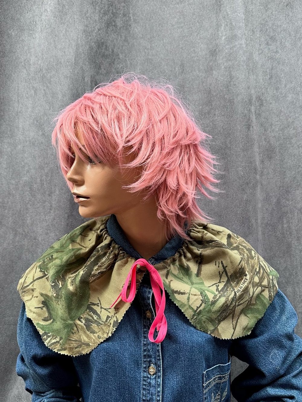 Vintage camouflage detachable statement capelet collar